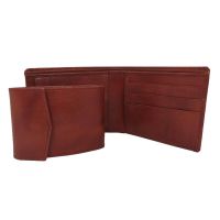 JL Collections Men's Brown Genuine Leather Wallet with Removable Card Holder