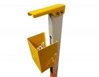 Jl Collections Yellow And Off White Foot Operated Sanitizer Stand ( Code - Jl_sanitizer_stand )