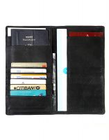 Jl Collections 8 Card Slots Black Men's & Women's Leather Travel Wallet