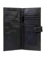 Jl Collections 5 Card Slots Men's & Women's Black Leather Travel Wallet