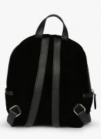Jl Collections Velvet Black Butterfly Patch Design Embroidery & Stone Fancy Backpack For Girls