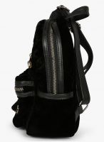 Jl Collections Velvet Black Butterfly Patch Design Embroidery & Stone Fancy Backpack For Girls