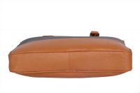 Jl Collections Beige And Brown Leather Executive Messenger Bag For Unisex