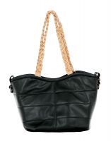 JL Collections Women's Black Genuine Leather Shoulder Handbag