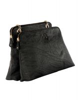 JL Collections Womens Leather Grey Shoulder Bag