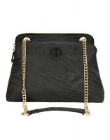 JL Collections Womens Leather Grey Shoulder Bag