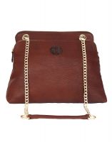 JL Collections Womens Leather Brown Shoulder Bag