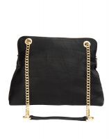 JL Collections Womens Leather Black Shoulder Bag
