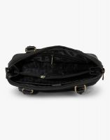 JL Collections Women's Leather & Jute Black Shoulder Bag Black