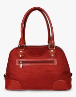 JL Collections Women's Leather & Jute Red Shoulder Bag Red