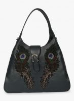 Jl Collections Women's Leather Peacock Feather Embroidery Design Handbag