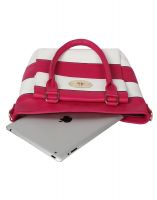 Jl Collections Women's Leather Pink & White Shoulder Bag