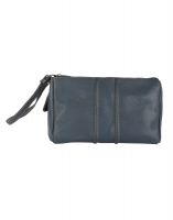 Jl Collections Women's Leather Navy Blue Vanity Pouch