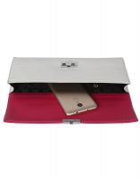 Jl Collections Pink And White Women's Leather Clutch