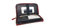 Jl Collections Red Women's Leather Wallet With Phone Holder