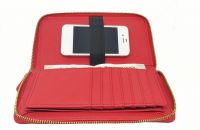 Jl Collections Women's Red Leather Wallet With Phone Holder