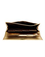 Jl Collections Gold Women's Polyurethane (pu) Travel Wallet With Double Lock And Small Pen