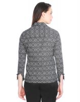 Opus Black Cotton Formal Geometric Print Western Wear Women's Shirt (code - Sh_011a_bk)