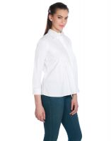 Opus White Cotton Poplin Formal Solid Western Wear Women'S Shirt