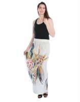 Opus White Cotton Casual Floral Print Fusion Wear Women'S Skirt