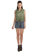 Opus Sleeveless 100% Cotton Casual Green Women'S Top