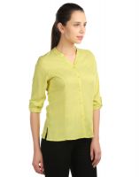 Opus Roll-up Sleeve Modal Casual Yellow Women's Top (code - Tp_020_yl)