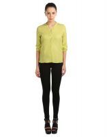 Opus Roll-Up Sleeve Modal Casual Yellow Women'S Top