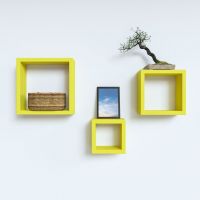 Woodworld Nesting Square Shelf Set Of 3 Shelves Yellow