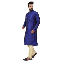 Angrakha Cotton Silk Regular Fit Self Design Kurta Pajama Set ( Code - Bckuset001)