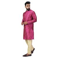 Angrakha Cotton Silk Regular Fit Self Design Kurta Pajama Set