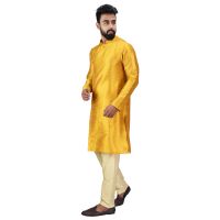 Angrakha Cotton Silk Regular Fit Self Design Kurta Pajama Set ( Code - Bckuset007)