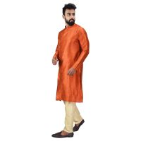 Angrakha Cotton Silk Regular Fit Self Design Kurta Pajama Set ( Code - Bckuset0010)