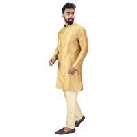 Angrakha Cotton Silk Regular Fit Self Design Kurta Pajama Set