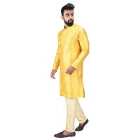 Angrakha Cotton Silk Regular Fit Self Design Kurta Pajama Set ( Code - Bckuset022)