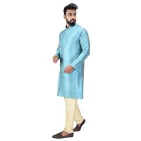Angrakha Cotton Silk Regular Fit Self Design Kurta Pajama Set ( Code - Bckuset023)