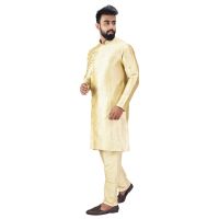 Angrakha Cotton Silk Regular Fit Self Design Kurta Pajama Set ( Code - Bckuset027)
