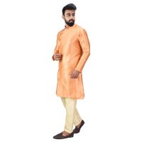 Angrakha Cotton Silk Regular Fit Self Design Kurta Pajama Set ( Code - Bckuset029)