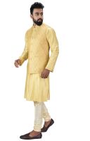 Men Kurta, Ethnic Jacket And Pyjama Set Cotton Silk ( Code - Ethset023)