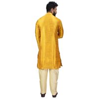 Angrakha Cotton Silk Regular Fit Self Design Kurta Pajama Set ( Code - Bckuset007)