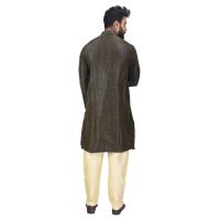 Angrakha Cotton Silk Regular Fit Self Design Kurta Pajama Set ( Code - Bckuset0014)