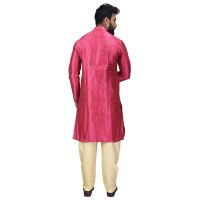 Angrakha Cotton Silk Regular Fit Self Design Kurta Pajama Set ( Code - Bckuset019)