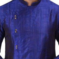 Angrakha Cotton Silk Regular Fit Self Design Kurta Pajama Set ( Code - Bckuset001)