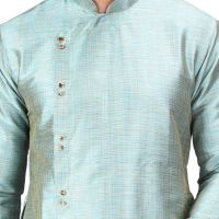 Angrakha Cotton Silk Regular Fit Self Design Kurta Pajama Set ( Code - Bckuset031)