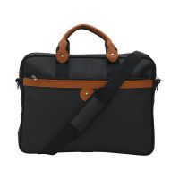 Aquador Laptop Cum Messenger Bag With Tan And Black Faux Vegan Leather - ( Code -ab-s-1448-tan Black )