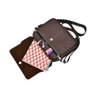 Aquador Messenger Bag With Brown Faux Vegan Leather(ab-s-1515-brown)