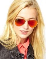 Aviator Style Sunglasses For Women Golden Frame/orange Mirror Lens