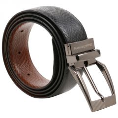 Gluck Germany Leather Black Dark Brown Reverseable Belt