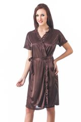 Fasense Women Stylish Satin Nightwear Sleepwear Wrap Gown DP083 B