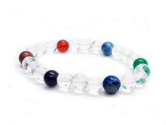 Clear Quartz Multi Color Crystal Stretch Bracelet For Men & Women