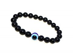 Evil Eye Black Crystal Stretch 8 Mm Protection Bracelet For Men And Women ( Code EVILBLACKBR )